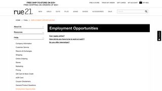 Employment Opportunities | rue21