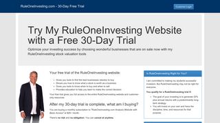 Try My RuleOneInvesting Website with a Free 30-Day Trial
