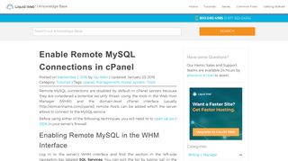 Enable Remote MySQL Connections in cPanel | Liquid Web ...