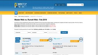 MasterWeb vs. RumahWeb 2019 - Compare web hosting companies