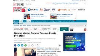 Gaming startup Rummy Passion divests 51% stake - The Economic ...