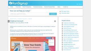 Create an Account : RunSignUp Helpdesk