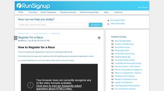 Register For a Race : RunSignUp Helpdesk