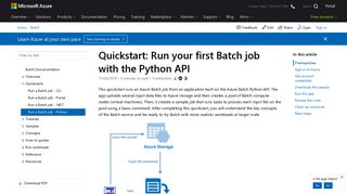 Azure Quickstart - Run Batch job - Python | Microsoft Docs