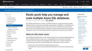 Manage multiple SQL databases with elastic pools- Azure | Microsoft ...