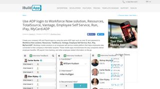Use ADP login to Workforce Now solution, Resources,... - iBuildApp