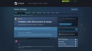 Problem with old account at steam :: Runes of Magic Technical Issues