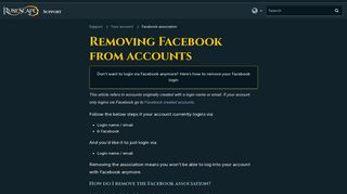 Removing Facebook from accounts - RuneScape Support