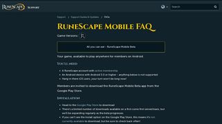 RuneScape Mobile FAQ – Support
