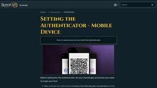 Setting the Authenticator - Mobile Device - RuneScape Support