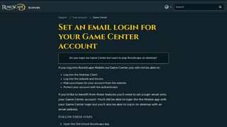 Set an email login for your Game Center account - RuneScape Support