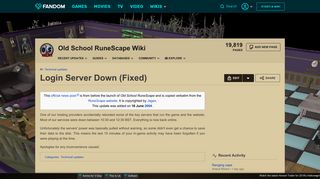 Login Server Down (Fixed) | Old School RuneScape Wiki | FANDOM ...