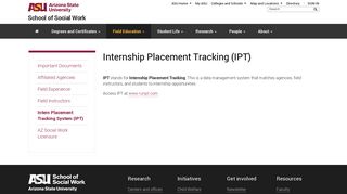 Intern Placement Tracking System (IPT) | School of Social Work