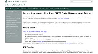 Intern Placement Tracking (IPT) Data Management System | the MSU ...