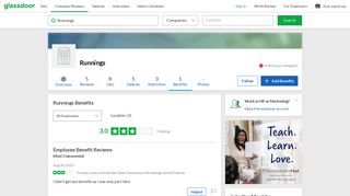 Runnings Employee Benefits and Perks | Glassdoor