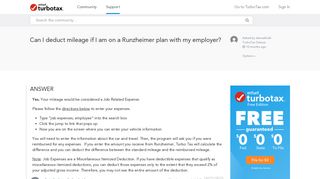 Can I deduct mileage if I am on a Runzheimer plan with my employer ...