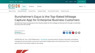 Runzheimer's Equo is the Top-Rated Mileage Capture App for ...