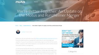 We're Better Together: An Update on the Motus and Runzheimer Merger