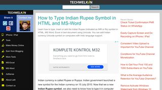 How to Type Indian Rupee Symbol INR in HTML and MS Word