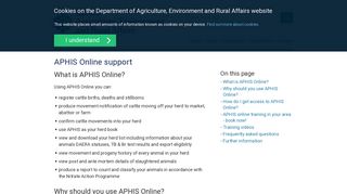 APHIS Online support | Department of Agriculture, Environment and ...