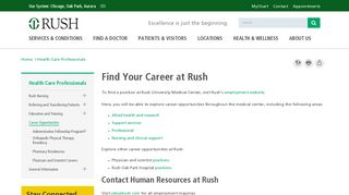 Career Opportunities - Health Care Professionals - Rush - Rush ...