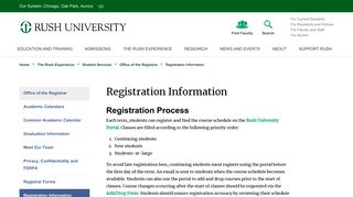 Registration Information | Office of the Registrar | Rush University