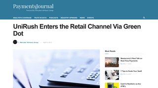 UniRush Enters the Retail Channel Via Green Dot | PaymentsJournal