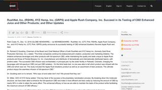 RushNet, Inc. (RSHN), XYZ Hemp, Inc. (GRPS) and Apple Rush ...