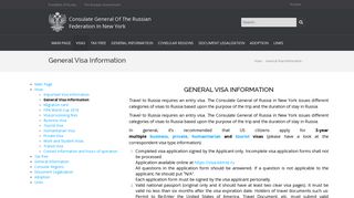 General Visa Information - Consulate General Of The Russian ...
