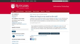 Where do I log in to my email on the web? - Camden - Rutgers University