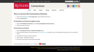 How to Access the Cornerstone Systems - Rutgers University