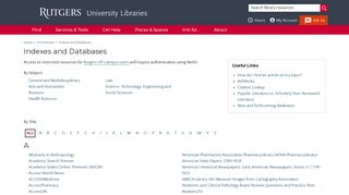 Indexes and Databases | Rutgers University Libraries