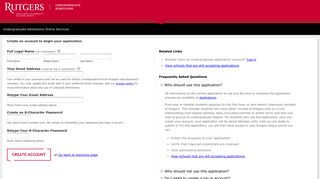 Create Account - Admission Services - Rutgers University
