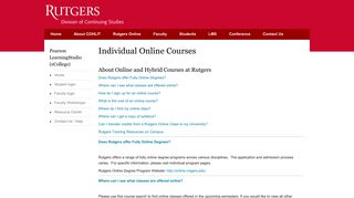 Individual Online Courses | Rutgers University - Center for Online ...