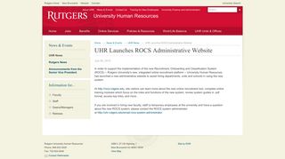 UHR Launches ROCS Administrative Website | Rutgers University ...