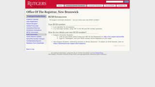 RUID Information - Students - Rutgers, Office Of The Registrar - New ...