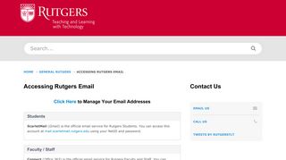 TLT Support | Accessing Rutgers Email - Portal