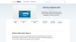 Dining.rutgers.edu website. Zimbra Web Client Sign In.