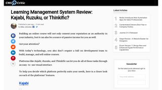 Learning Management System Review: Kajabi, Ruzuku, or Thinkific?