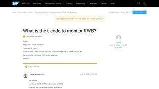 What is the t-code to monitor RWB? - archive SAP