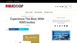 Experience the best, with RWS Invites - Resorts World Sentosa Official ...