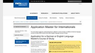 Application Master for Internationals - RWTH AACHEN UNIVERSITY ...