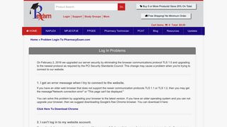 Login Problem - Pharmacy Exam