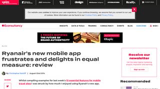 Ryanair mobile app review: delight and frustration - Econsultancy