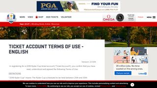 Ticket Account Terms of Use - English | RyderCup.com