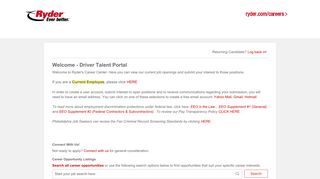 Careers | Ryder | Welcome - Driver Talent Portal
