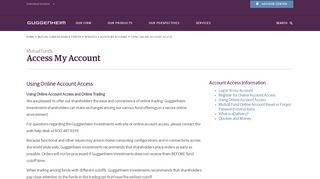 Mutual Fund Account Access | Guggenheim Investments