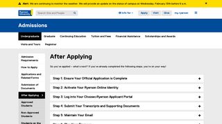 After Applying - Admissions - Ryerson University