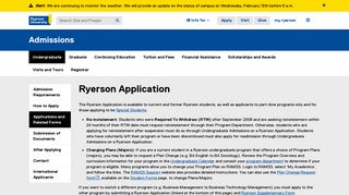 Ryerson Application - Admissions - Ryerson University