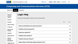 Login Help - Computing and Communications Services - Ryerson ...